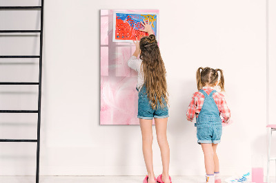 Decoratief glazen wandbord beschrijfbaar en magnetisch Roze prikbord voor notities en foto's