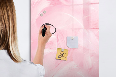 Decoratief glazen wandbord beschrijfbaar en magnetisch Roze prikbord voor notities en foto's