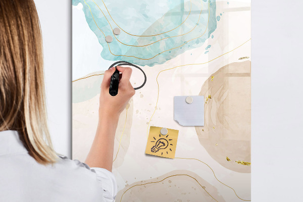 Memobord van glas met print inclusief neodymium magneten Modern fotobord in pastelkleuren