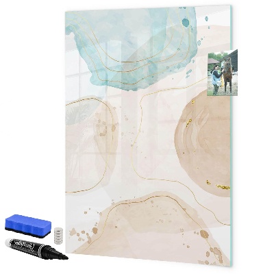 Memobord van glas met print inclusief neodymium magneten Modern fotobord in pastelkleuren