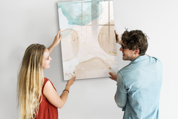 Memobord van glas met print inclusief neodymium magneten Modern fotobord in pastelkleuren