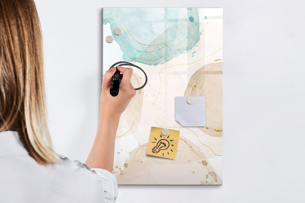 Memobord van glas met print inclusief neodymium magneten Modern fotobord in pastelkleuren