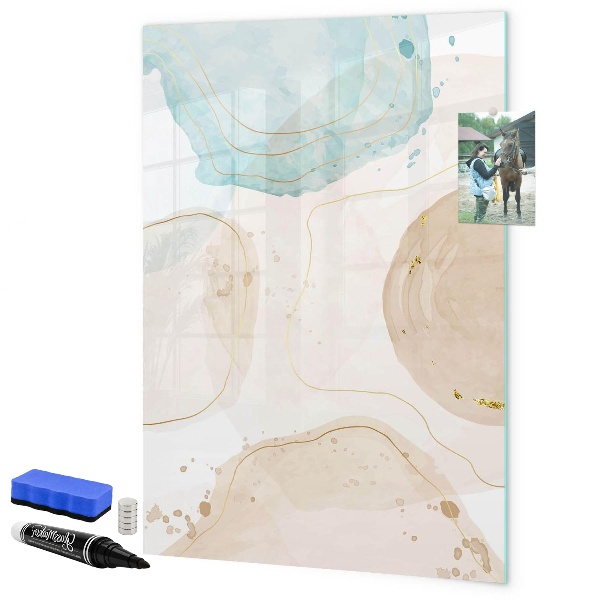 Memobord van glas met print inclusief neodymium magneten Modern fotobord in pastelkleuren