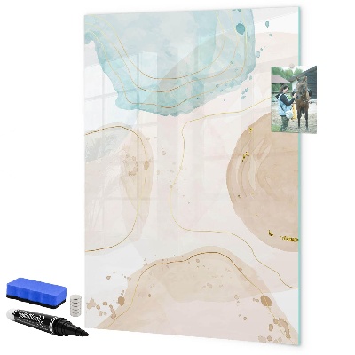 Memobord van glas met print inclusief neodymium magneten Modern fotobord in pastelkleuren
