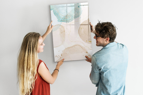 Memobord van glas met print inclusief neodymium magneten Modern fotobord in pastelkleuren