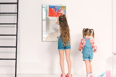 Memobord van glas met print inclusief neodymium magneten Modern fotobord in pastelkleuren