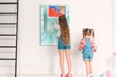 Decoratief glazen wandbord beschrijfbaar en magnetisch Een kleurrijk bord voor het presenteren van foto's