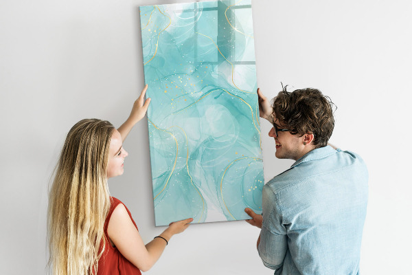 Decoratief glazen wandbord beschrijfbaar en magnetisch Een kleurrijk bord voor het presenteren van foto's
