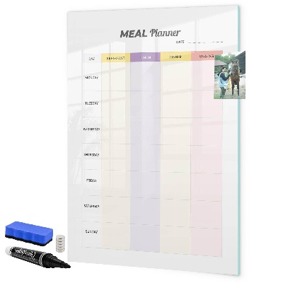 Decoratief glazen wandbord beschrijfbaar en magnetisch Dagelijkse maaltijdplanner