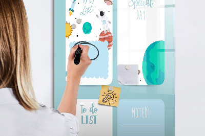 Memobord van glas met print inclusief neodymium magneten Agenda met ruimte voor foto's