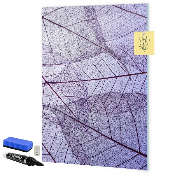 Decoratief glazen wandbord beschrijfbaar en magnetisch Magnetisch bord met een bladmotief