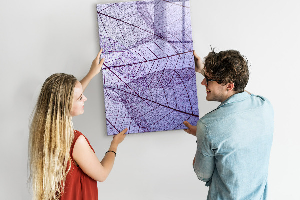 Decoratief glazen wandbord beschrijfbaar en magnetisch Magnetisch bord met een bladmotief