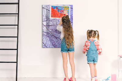 Decoratief glazen wandbord beschrijfbaar en magnetisch Magnetisch bord met een bladmotief