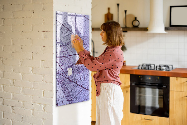 Decoratief glazen wandbord beschrijfbaar en magnetisch Magnetisch bord met een bladmotief