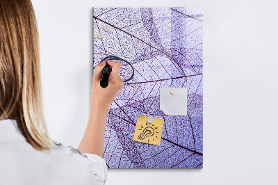 Decoratief glazen wandbord beschrijfbaar en magnetisch Magnetisch bord met een bladmotief