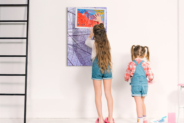 Decoratief glazen wandbord beschrijfbaar en magnetisch Magnetisch bord met een bladmotief