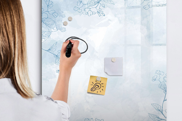 Decoratief glazen wandbord beschrijfbaar en magnetisch Creatief moodboard voor foto's en notities