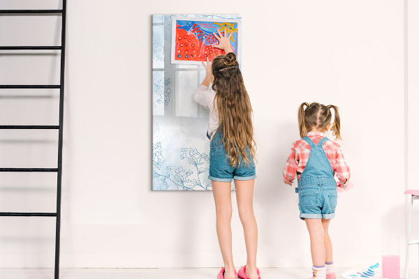Decoratief glazen wandbord beschrijfbaar en magnetisch Creatief moodboard voor foto's en notities