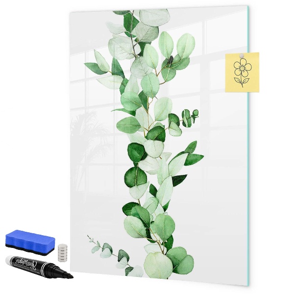 Memobord van glas met print inclusief neodymium magneten Groen thema met ruimte voor foto's
