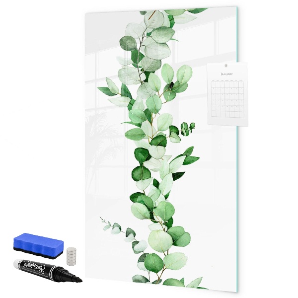 Memobord van glas met print inclusief neodymium magneten Groen thema met ruimte voor foto's
