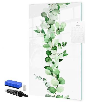 Memobord van glas met print inclusief neodymium magneten Groen thema met ruimte voor foto's