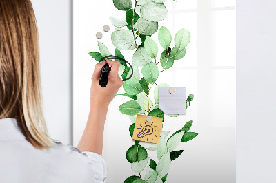 Memobord van glas met print inclusief neodymium magneten Groen thema met ruimte voor foto's