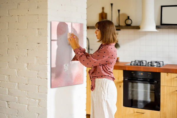 Decoratief glazen wandbord beschrijfbaar en magnetisch Pastelkarton voor foto's en notities