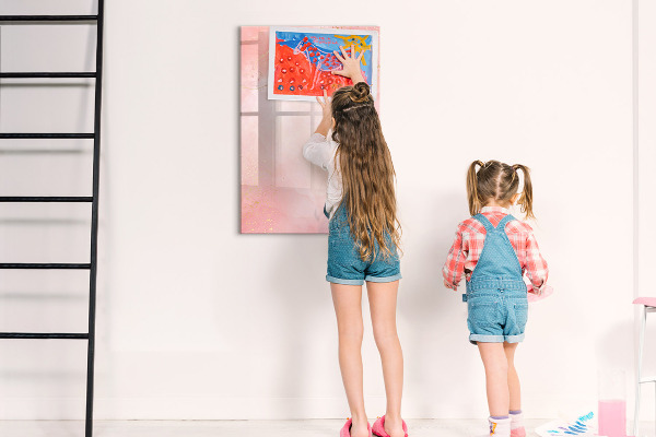 Decoratief glazen wandbord beschrijfbaar en magnetisch Pastelkarton voor foto's en notities