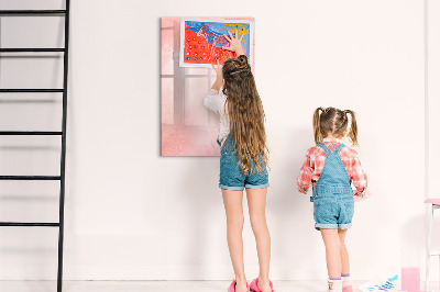 Decoratief glazen wandbord beschrijfbaar en magnetisch Pastelkarton voor foto's en notities