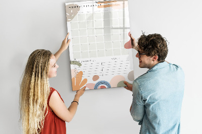 Decoratief glazen wandbord beschrijfbaar en magnetisch Maandplanner met ruimte voor foto's