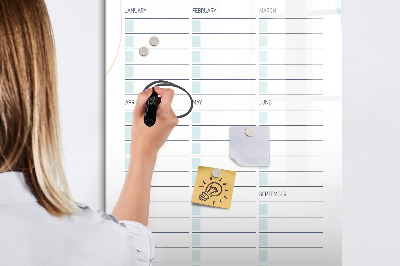 Decoratief glazen wandbord beschrijfbaar en magnetisch Agenda voor belangrijke data en foto's