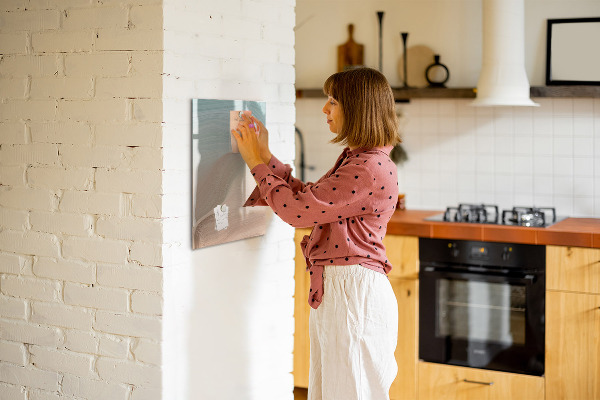 Memobord van glas met print inclusief neodymium magneten Een kleurrijk prikbord voor notities en foto's