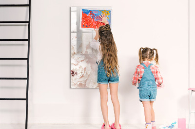 Decoratief glazen wandbord beschrijfbaar en magnetisch Bloemencollage met herinneringen en notities