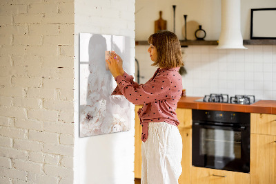 Decoratief glazen wandbord beschrijfbaar en magnetisch Bloemencollage met herinneringen en notities