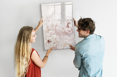 Decoratief glazen wandbord beschrijfbaar en magnetisch Bloemencollage met herinneringen en notities