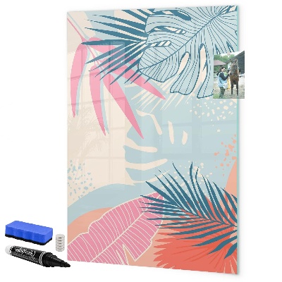 Decoratief glazen wandbord beschrijfbaar en magnetisch Een kleurrijk prikbord voor foto's en notities