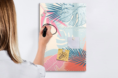 Decoratief glazen wandbord beschrijfbaar en magnetisch Een kleurrijk prikbord voor foto's en notities