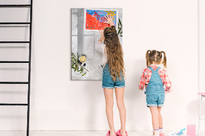 Memobord van glas met print inclusief neodymium magneten Modern prikbord voor notities en foto's