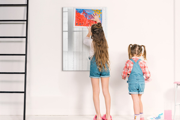 Decoratief glazen wandbord beschrijfbaar en magnetisch Bord voor foto's en notities