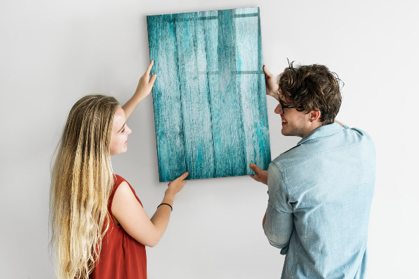 Decoratief glazen wandbord beschrijfbaar en magnetisch Een kleurrijk prikbord voor notities en foto's