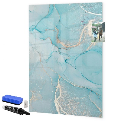Decoratief glazen wandbord beschrijfbaar en magnetisch Een kleurrijk prikbord voor foto's en notities