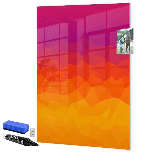 Memobord van glas met print inclusief neodymium magneten Een kleurrijk prikbord voor notities en foto's