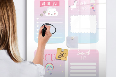 Decoratief glazen wandbord beschrijfbaar en magnetisch Plannen maken met plezier en creativiteit