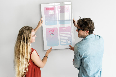 Decoratief glazen wandbord beschrijfbaar en magnetisch Plannen maken met plezier en creativiteit