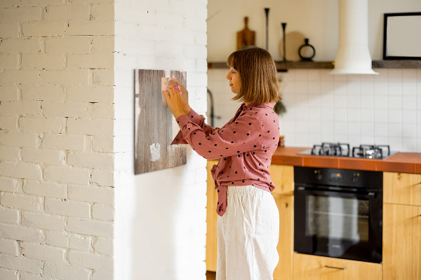 Memobord van glas met print inclusief neodymium magneten Bord voor foto's en notities