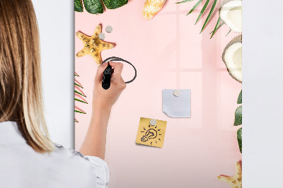 Decoratief glazen wandbord beschrijfbaar en magnetisch Zomerherinneringen tegen de achtergrond van de natuur.