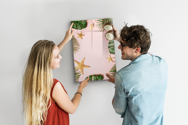 Decoratief glazen wandbord beschrijfbaar en magnetisch Zomerherinneringen tegen de achtergrond van de natuur.