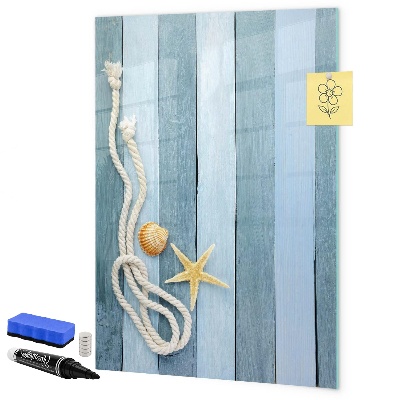 Decoratief glazen wandbord beschrijfbaar en magnetisch Souvenirfoto's van herinneringen aan de kust