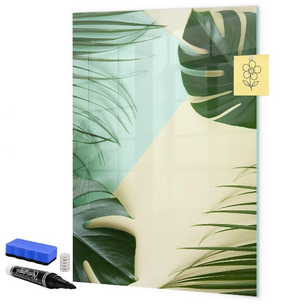 Decoratief glazen wandbord beschrijfbaar en magnetisch Groene collage van herinneringen met foto's