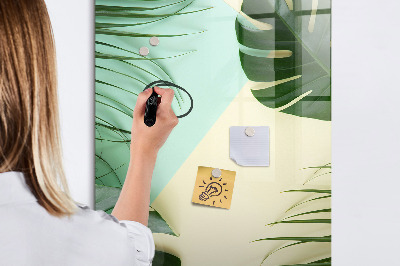 Decoratief glazen wandbord beschrijfbaar en magnetisch Groene collage van herinneringen met foto's